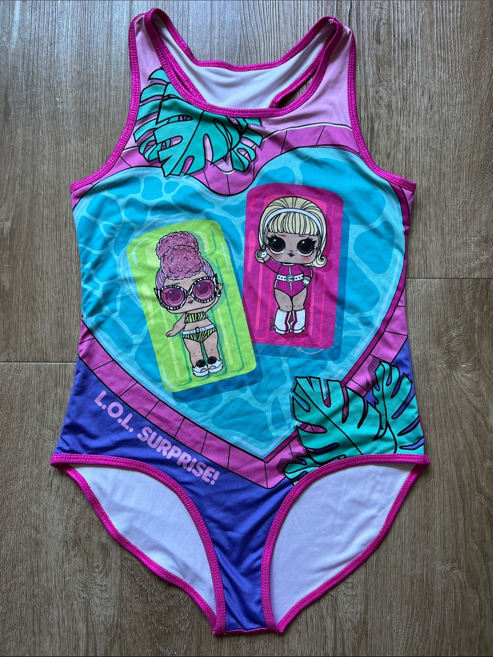 L.O.L. Surprise! Girls Multicolor Dolls Graphic Summer Swimsuit Size 10/12